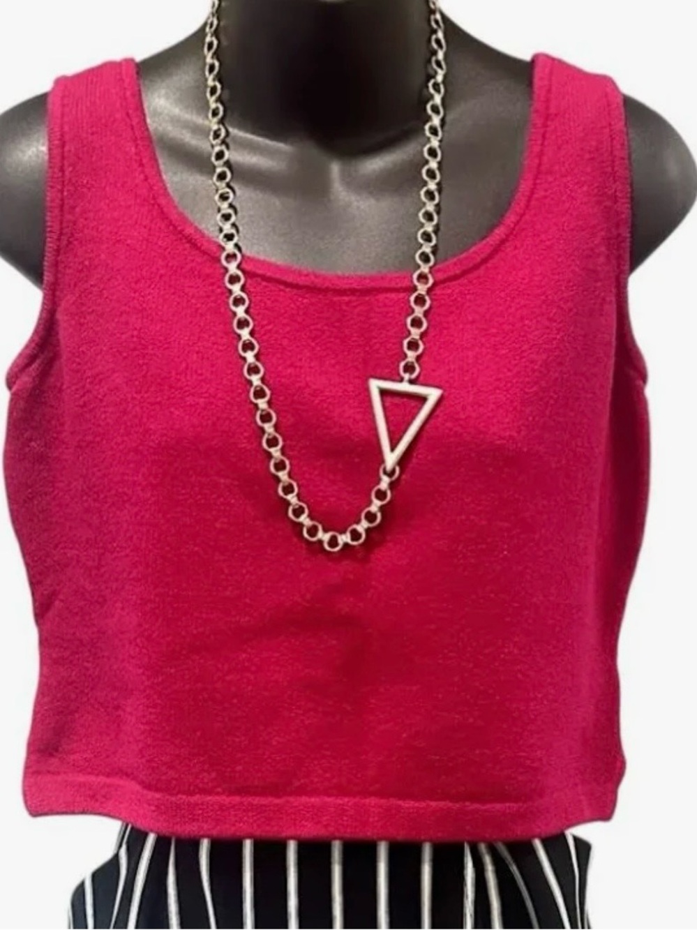 St. John Hot Pink Cropped Knit Tank